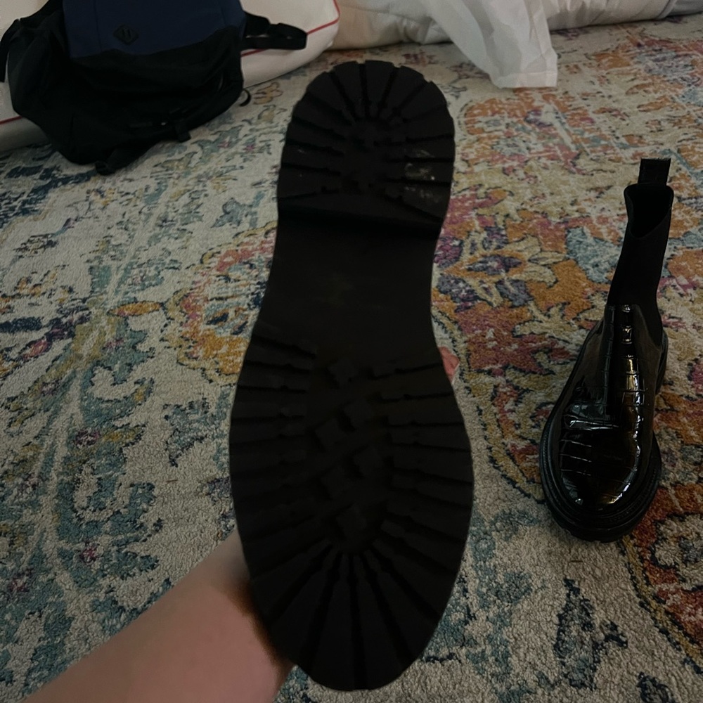Loeffler Randall Black Croc-Embossed Chelsea Ankle Boots - Picture 3 of 5
